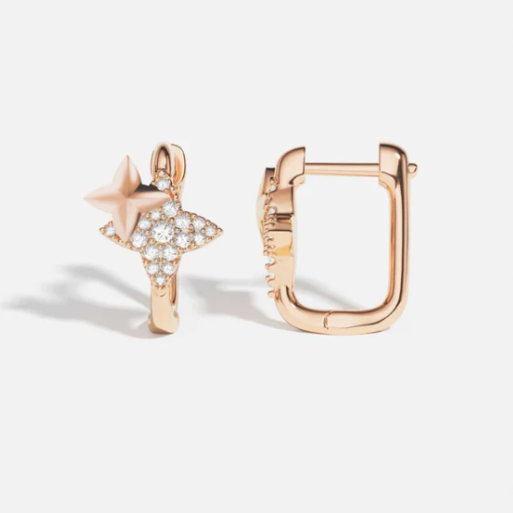 Apm Monaco Mtorites Rose Gold Square Hoop Earrings 95$